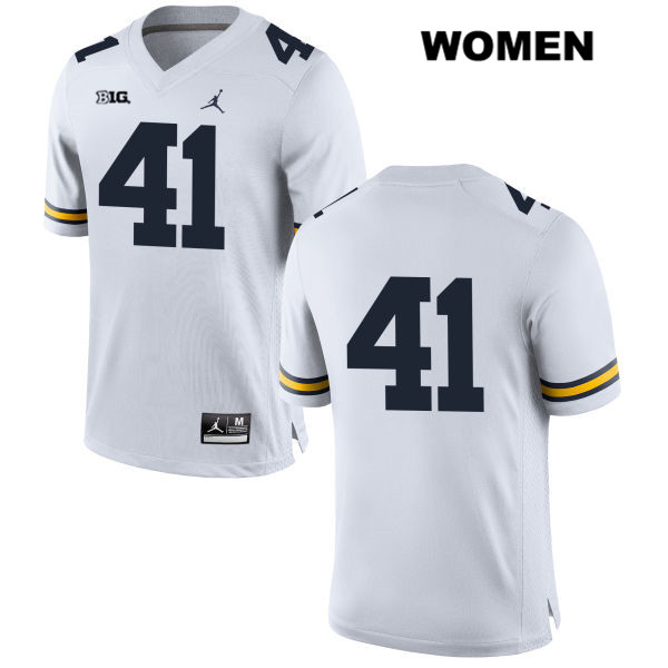 Women's NCAA Michigan Wolverines Quinn Rothman #41 No Name White Jordan Brand Authentic Stitched Football College Jersey NC25T54OV